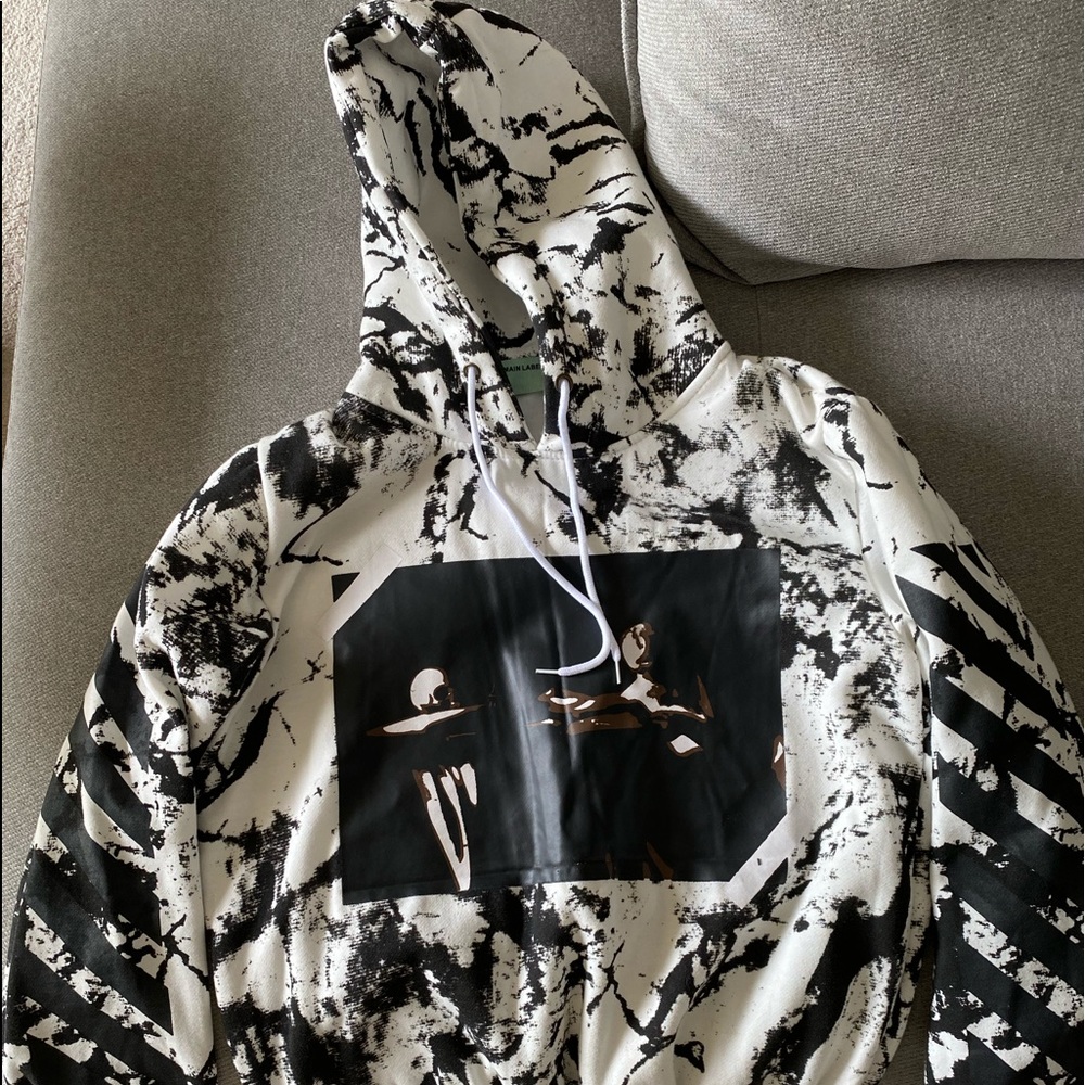OFF-WHITE All Over Abstract Art Graphic Hoodie Med